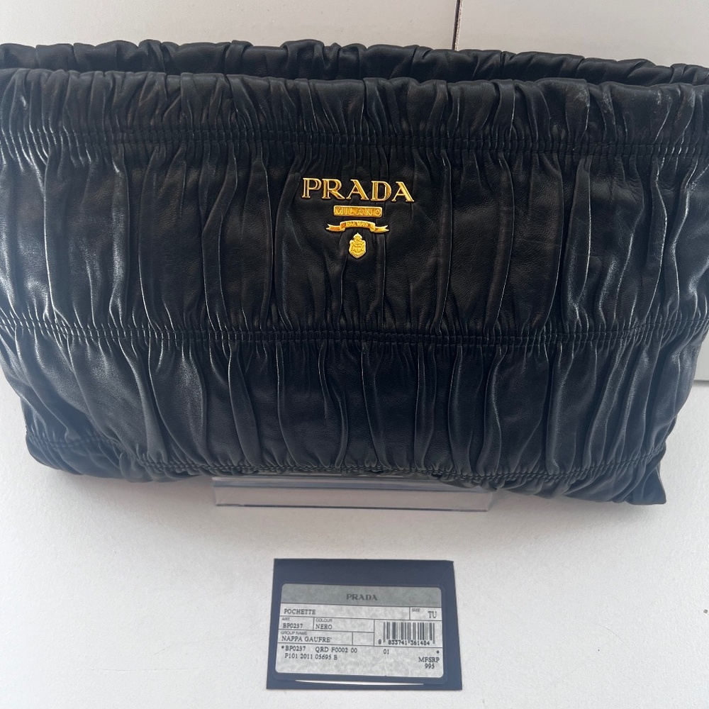 #14 Prada Gaufree Black Leather Clutch